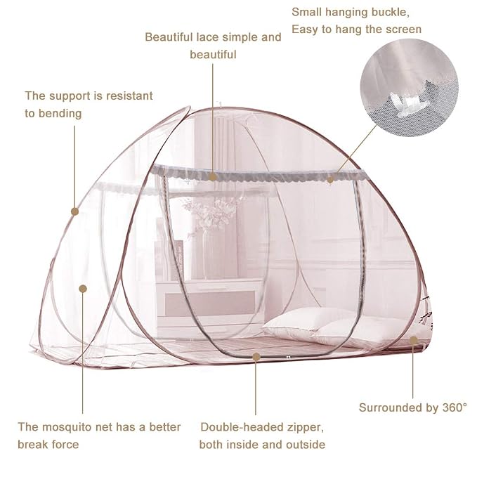 Portable Pop-Up Brown Mosquito Net Tent - Image 4