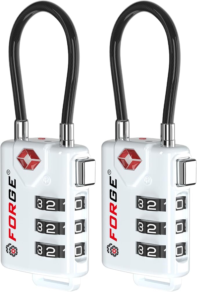Forge TSA Approved Cable Luggage Locks, Re-settable Combination by Forge