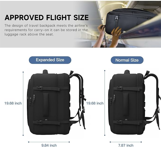 Carry On Backpack, 50L Travel Backpack, Luggage Backpack TSA Flight Approved - Image 3