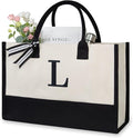 TOPDesign Embroidery Initial Canvas Tote Bag, Personalized Present Bag by TOPDesign