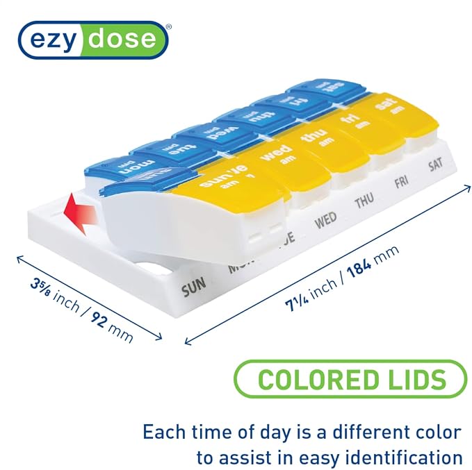 EZY DOSE Weekly AM/PM Pill Organizer, 7-Day Vitamin and Medication Box - Image 3