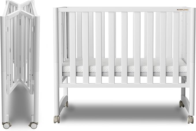 EvoNook 6-in-1 Convertible Mini Crib, 100% New Zealand Solid Wood, 4 Adjustable by MAMAZING