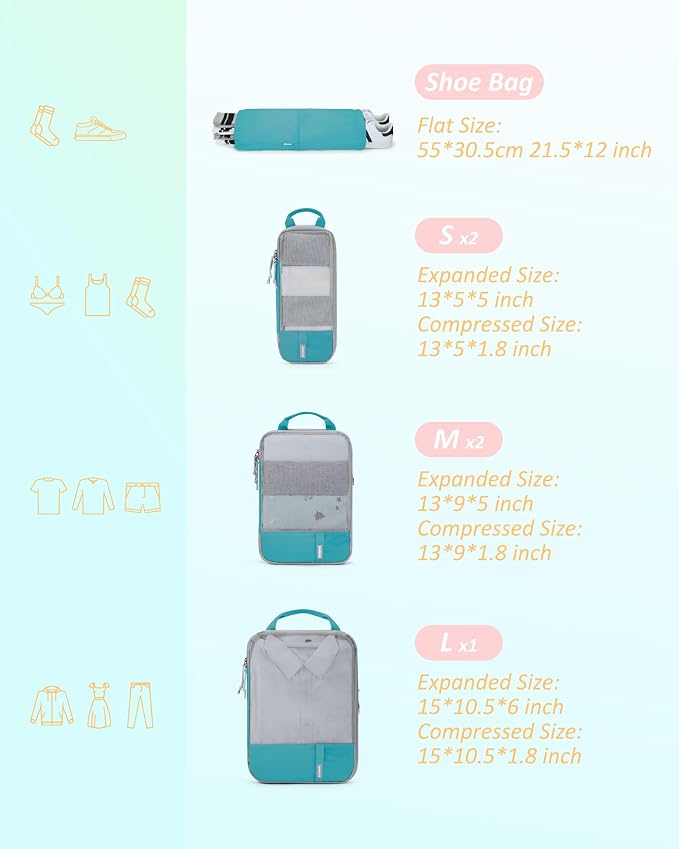 BAGSMART 6 Set Compression Packing Cubes - Image 2