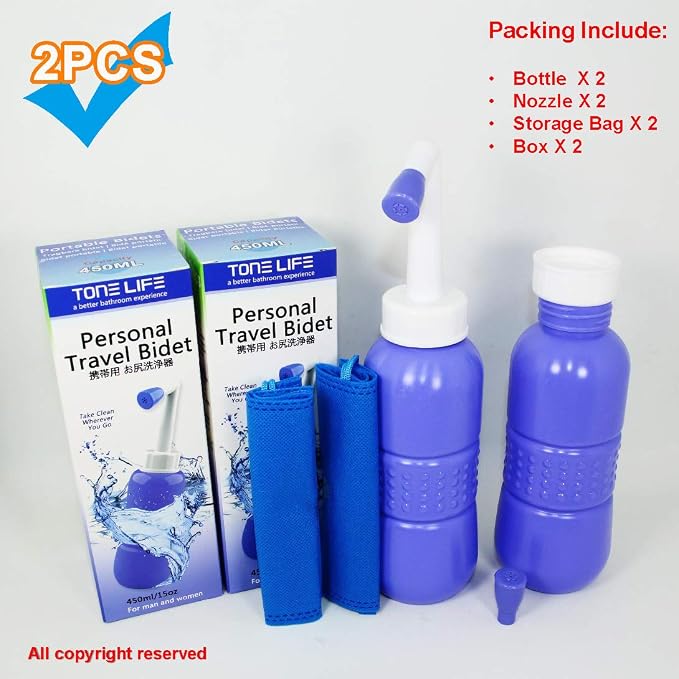 2PCS-Pack Portable Bidet for Toilet - 450ml Travel Bidet - 15oz Handheld - Image 9