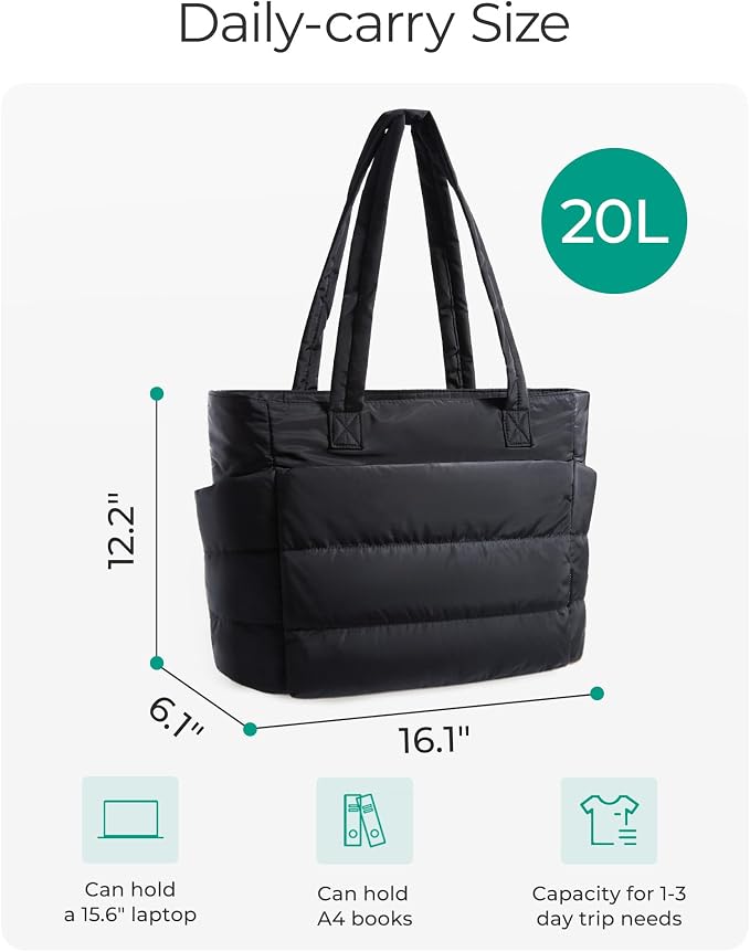 BAGSMART Tote Bag for Women, Lightweight Puffy Tote Bag - Image 2