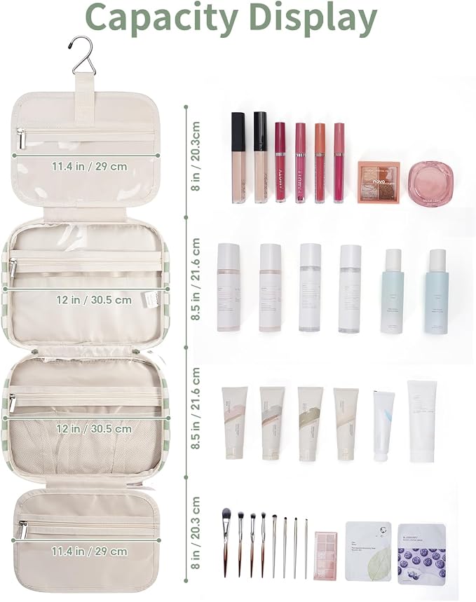 Narwey Travel Toiletry Bag for Women Large Hanging Makeup Bag Organizer - Image 5