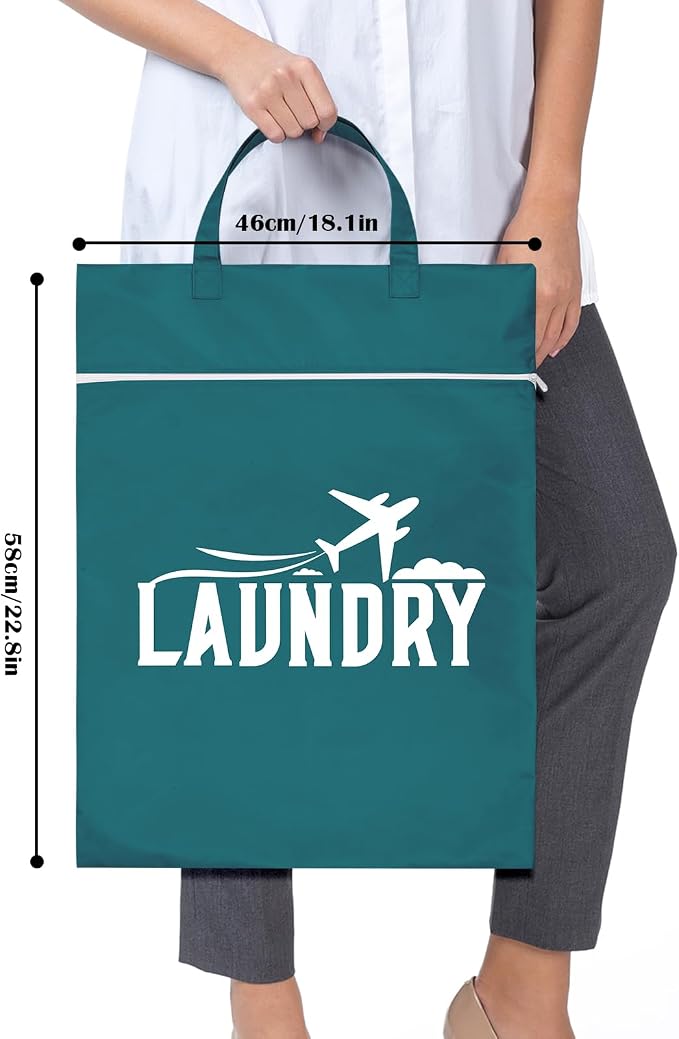 2 Pcs Large Travel Laundry Bag Washable Waterproof Wet Bag Dirty Clothes Bag - Image 7