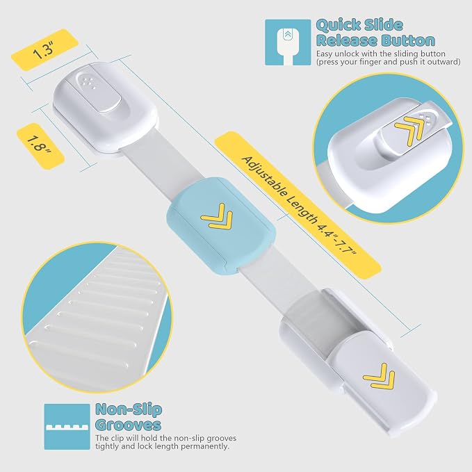 4our Kiddies 10 Pack Baby Proof Cabinet Latches, Childproof Drawer Latches - Image 4