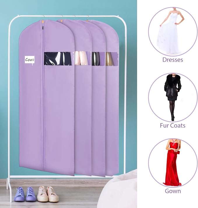 Syeeiex 60'' Garment Bags for Hanging Clothes, Garment Bags for Closet Storage - Image 4