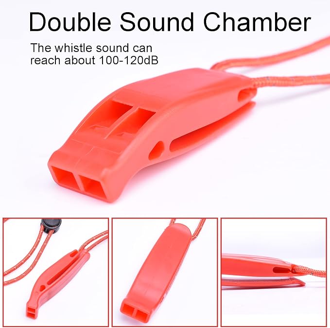 4Pack Emergency Whistle with Adjustable Reflective Lanyard, Shrill Loud Rescue - Image 4