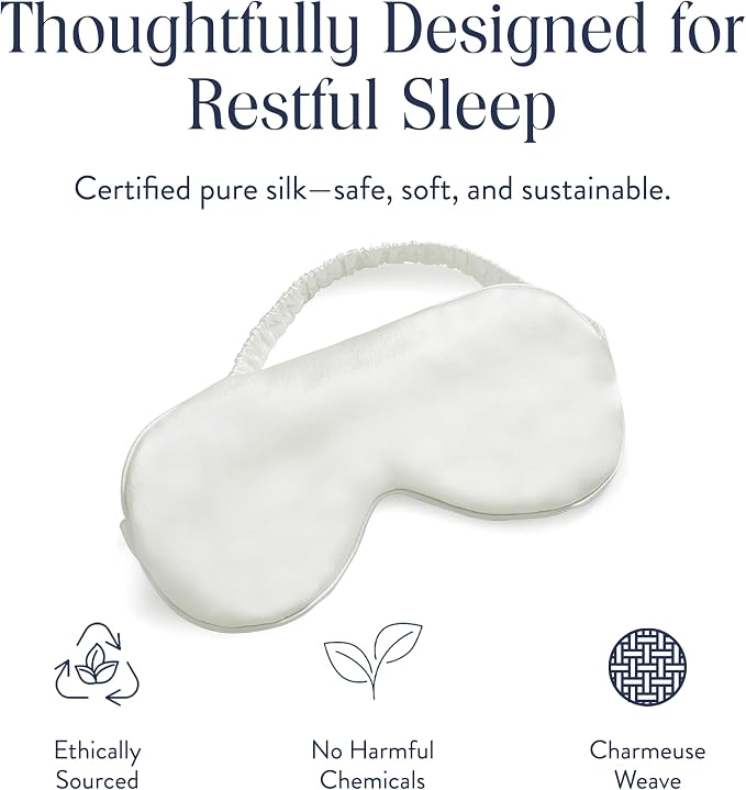 Brooklinen Silk Eye Mask for Sleeping – Ivory, 100% Mulberry Silk Sleep Mask - Image 3