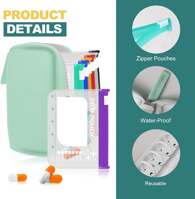 A7-L Water-Proof Pill Pouch Set， Large Pill Organizer, BPA Free, A7-L Pill - Image 4