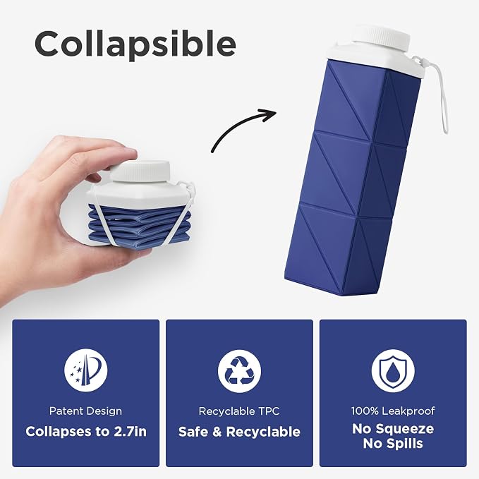 POMKAKA Collapsible Water Bottles 24.3oz, 2nd Generation Leakproof BPA-Free - Image 4