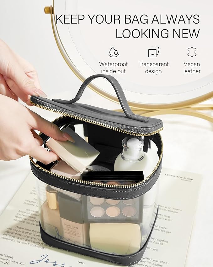 ROWNYEON Clear Makeup Case Toiletry Bag Multipurpose Travel Makeup Train Case - Image 6