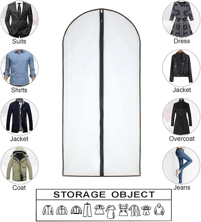 Garment Bags for Hanging Clothes 12 PCS Transparent Dress Bag for Traveling - Image 7