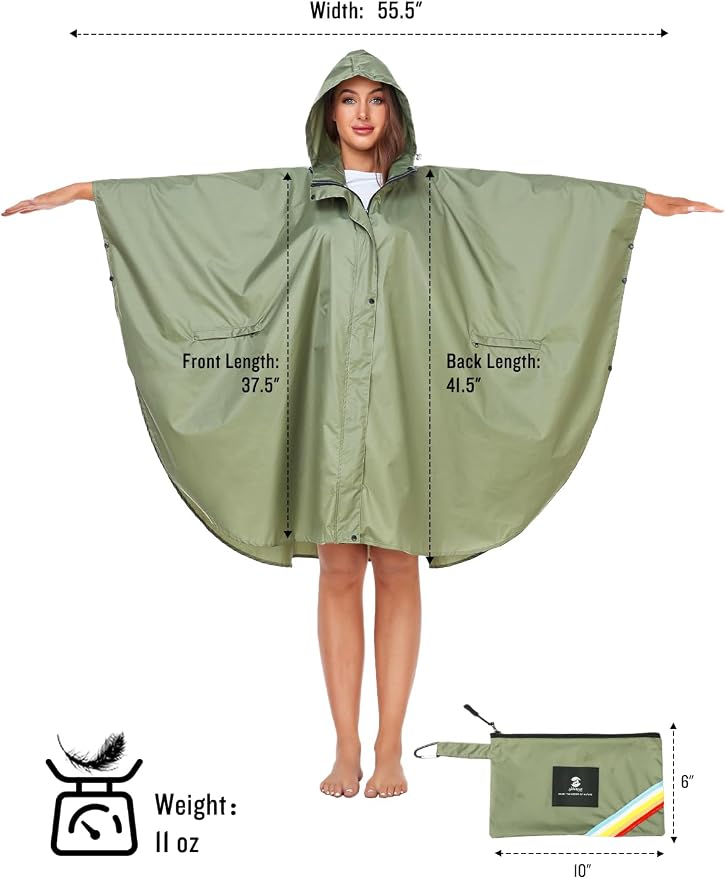 SaphiRose Unisex Rain Poncho Hooded Waterproof Raincoat - Image 6
