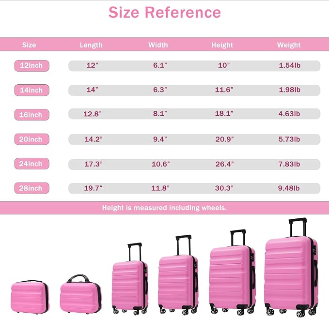 Merax Luggage Set 6 Piece, Hardshell ABS Suitcases - Image 3