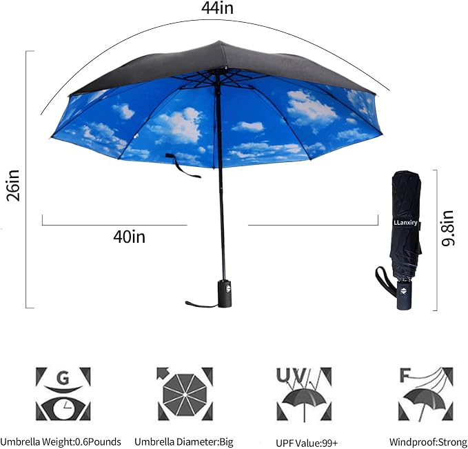 LLanxiry Compact Travel Umbrella, Mini Windproof Umbrellas - Image 2