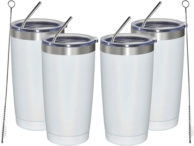 MEWAY 20oz Tumbler 4 Pack Double Wall Vacuum Insulated Travel Glitter Mug Bulk by MEWAY