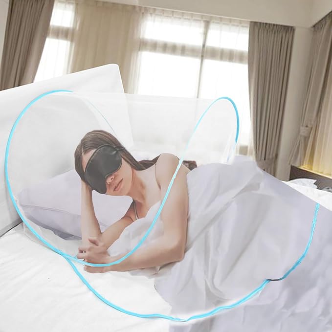 CMINGJ Portable Mosquito Head Net Foldable Pop-Up Travel Essentials Mosquito Net - Image 2