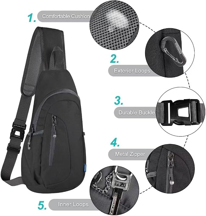 TITECOUGO Small Sling Bag, Lightweight Crossbody Backpack - Image 5