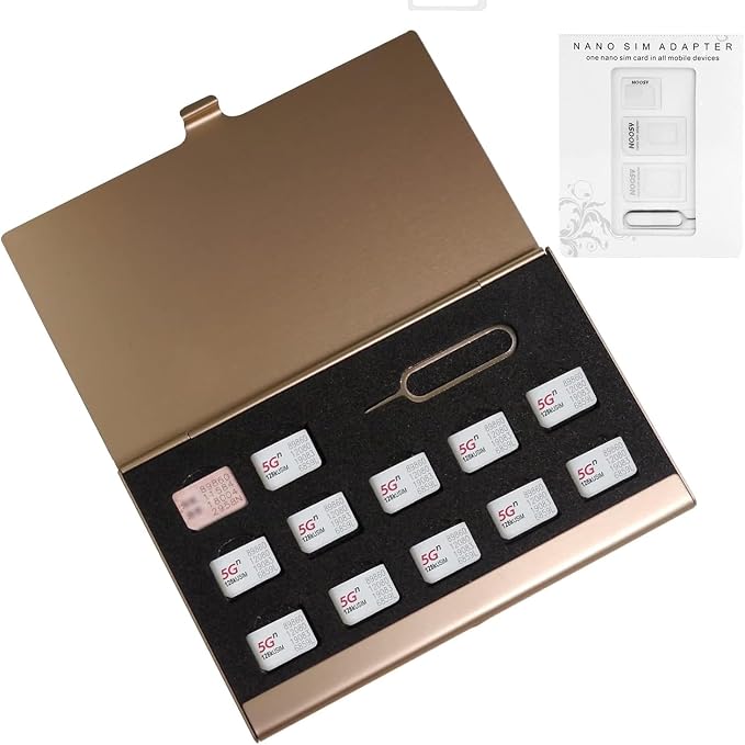 Aluminum SIM Card Case, 12 Slots Ultrathin Nano SIM Card Holder by JAKENHAM