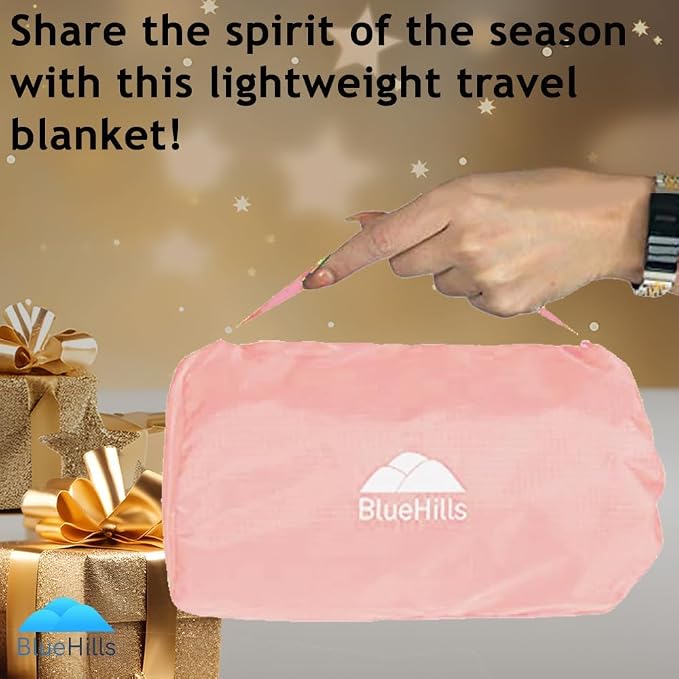 BlueHills Ultra Compact Travel Blanket Pillow in Portable Bag Case Soft - Image 2