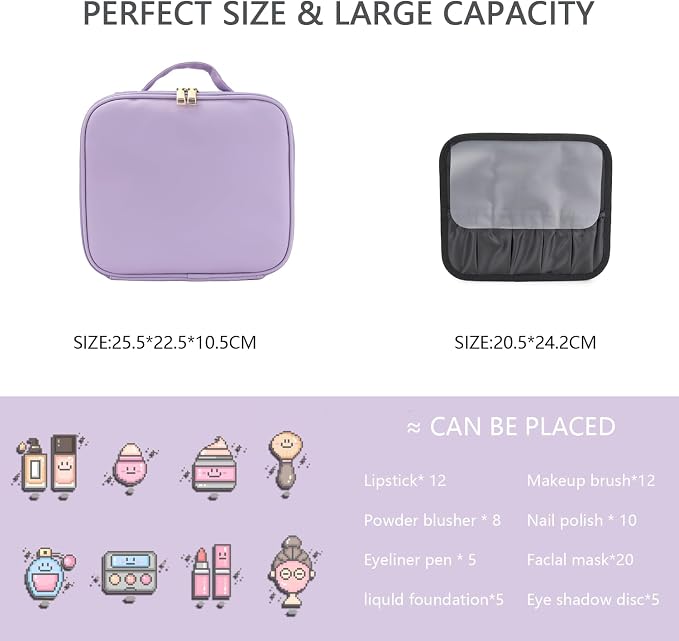 Makeup Bag with Led Mirror, Travel Makeup Organizer with 3 Color Setting - Image 2