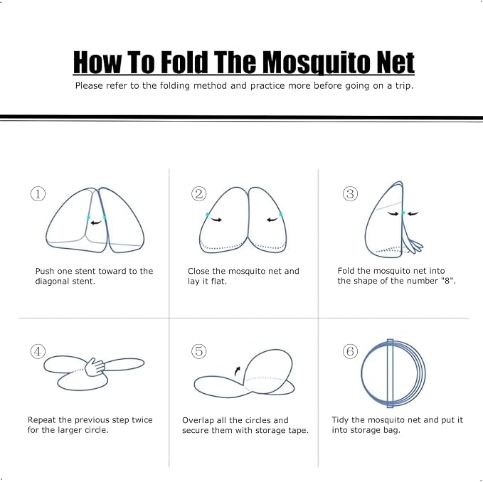 Mosquito Net for Bed, Folded Size 12 inch Portable Camping Travel Mosquito Net - Image 7