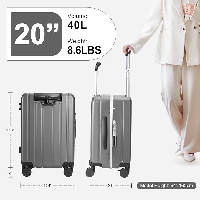 MRPLUM Carry On Luggage Double Handle Suitcase - Image 2