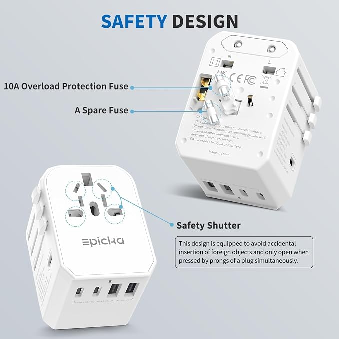 EPICKA Universal Travel Adapter, International Power Adapter - Image 5