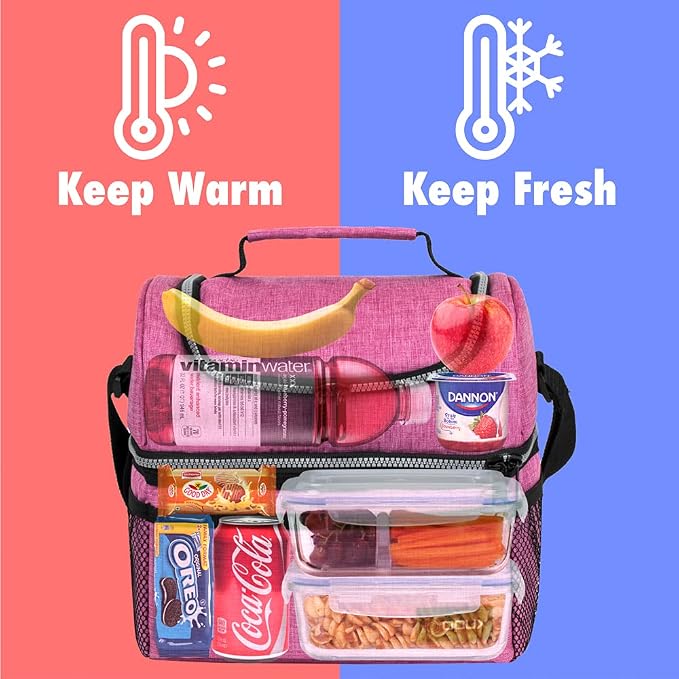 OPUX Lunch Box For Women, Insulated Large Lunch Bag Adult Work, Double Decker - Image 2
