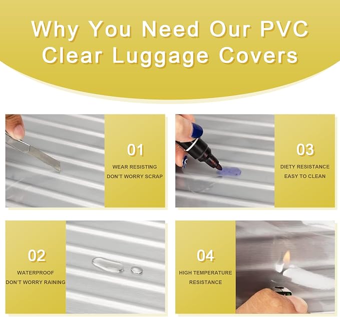 Suitcase Cover for 30" Luggage TSA Approved Clear PVC Thickened Protective - Image 5