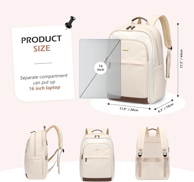 Laptop Backpack for Women Travel Carry On Bag Weekender Business Multilayer - Image 6