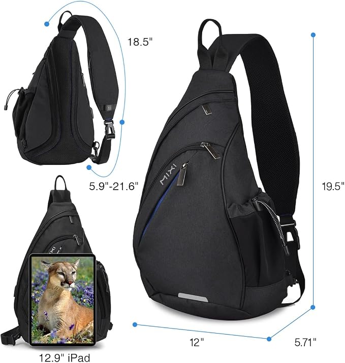 mixi Sling Bag Men Backpack Unisex One Shoulder Bag Hiking Travel Backpack - Image 2