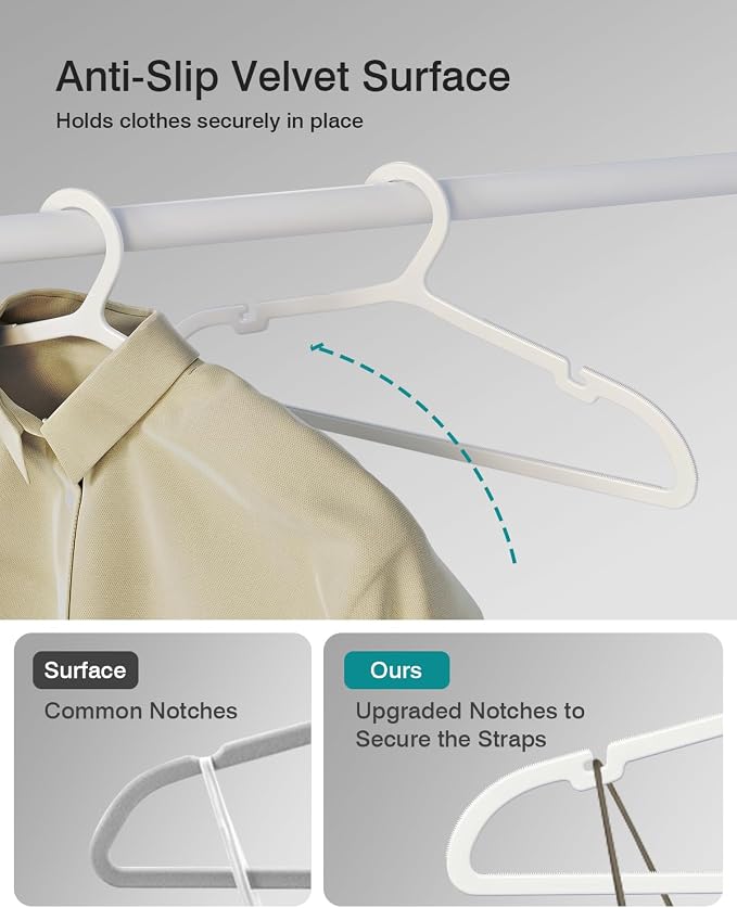50 Pack Clothes Hangers, Non Slip Plastic Coat Hangers, Space Saving Hangers - Image 4