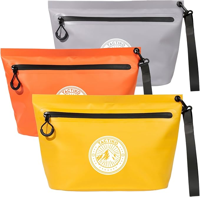 3-Pack Tactiko Heavy-Duty Splash Water Resistant Zipper Pouches - 3 L Hold-All by TactikoSurvival