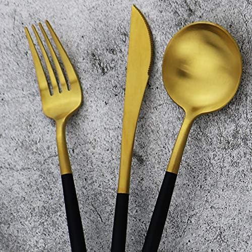 Gugrida 5-Piece 18/10 Stainless Steel Matte Gold Silverware Set, Kitchen - Image 7