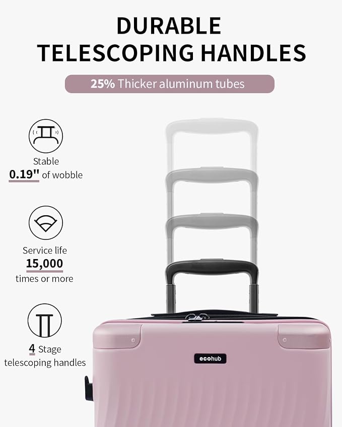 ECOHUB Hardside Expandable Carry On Luggage Sets, Recycled PC 20/24" Rolling - Image 5
