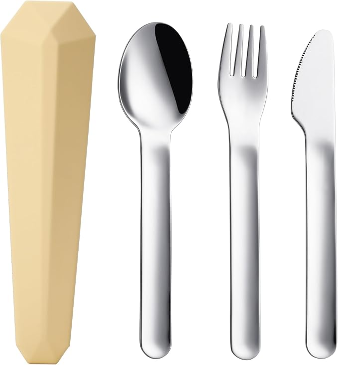 DEVICO Travel Utensils with Case, Reusable Camping Silverware Cutlery, 18/8 by DEVICO
