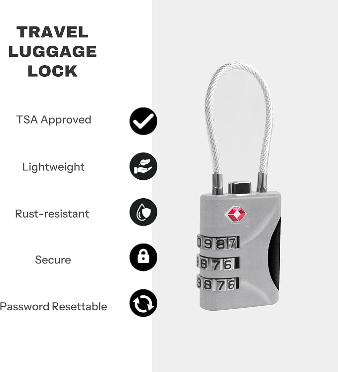 Travel Luggage Locks TSA Approved, Small Combination Padlock - Image 3