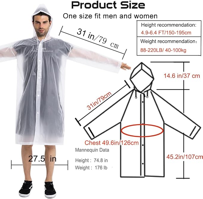 Rain Coats - Reusable EVA Rain Ponchos - Image 3