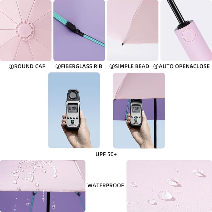 Folding Umbrella Anti-UV Compact Durable Folding Umbrella Auto Open Close - Image 8