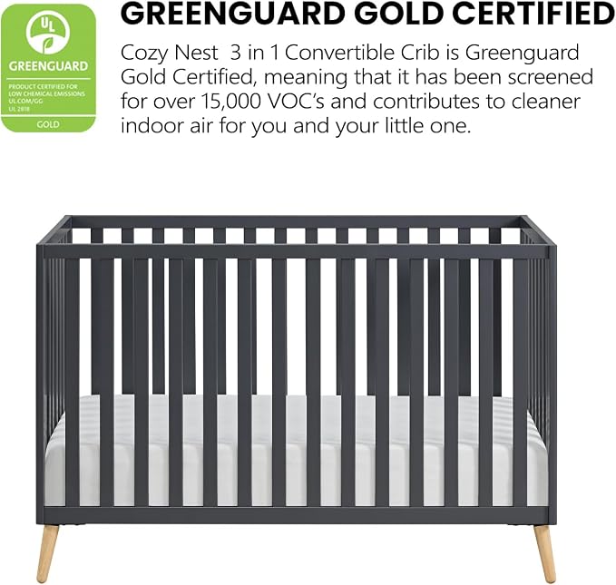Oxford Baby Cozy Nest Convertible Island Crib, Midnight Slate/Natural - Image 6