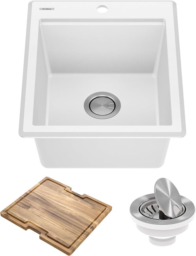 KRAUS Bellucci 18-inch Granite Workstation Drop In Top Mount Single Bowl by KRAUS