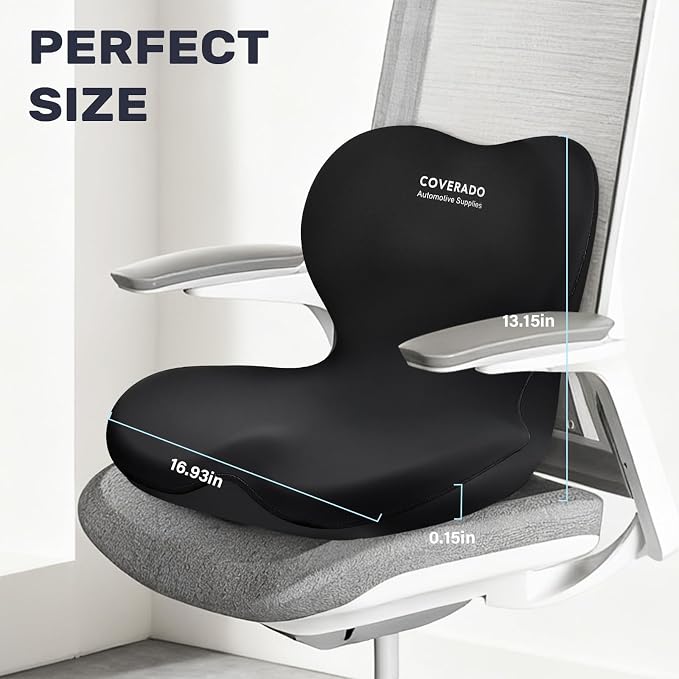 Coverado Car Seat Cushion and Lumbar Support Pillow One Piece, Memory Foam - Image 8