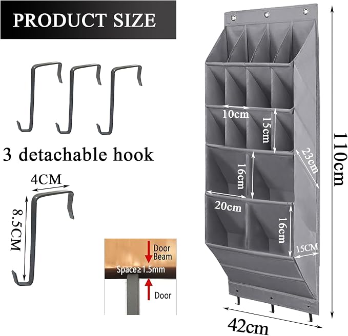 Over the Door Shoe Organizer, Oxford 600D Fabric Shoe Storage Rack - Image 2