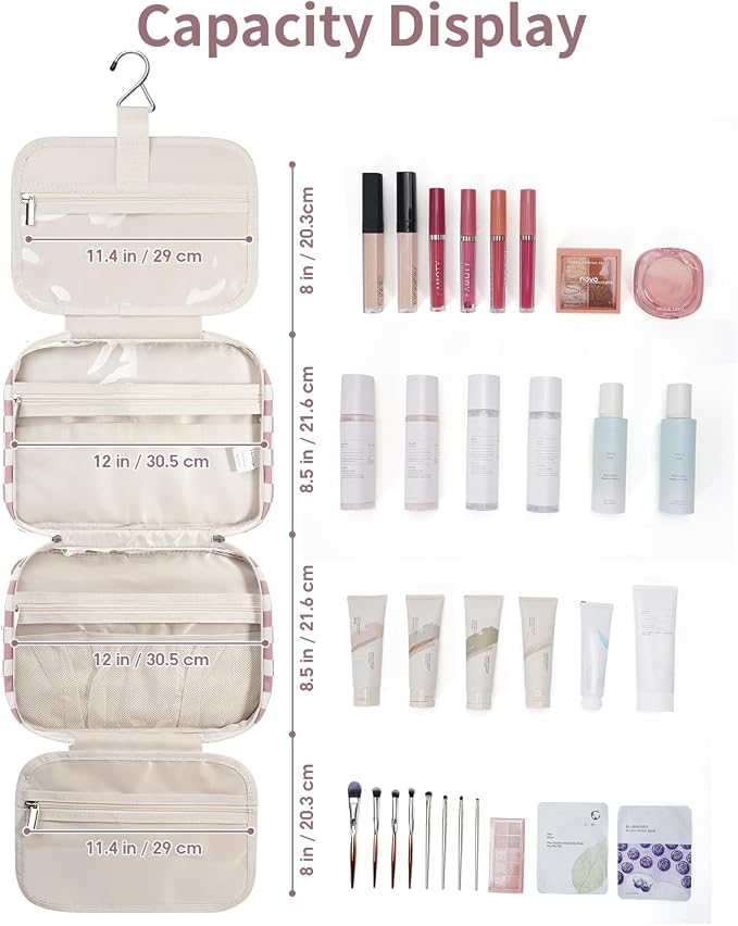 Narwey Travel Toiletry Bag for Women Large Hanging Makeup Bag Organizer - Image 5