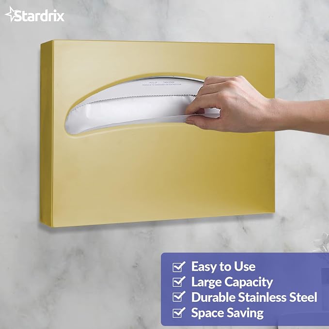 Stainless Steel Toilet Seat Cover Dispenser, Wall Mount Single or 1/2 Fold - Image 4