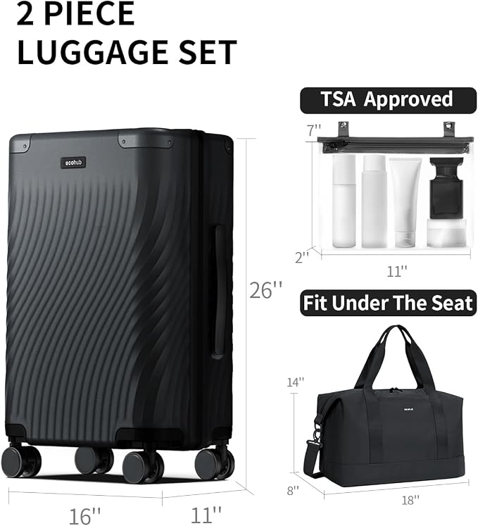 ECOHUB Hardside Expandable Carry On Luggage, Recycled PC 24" Rolling Luggage - Image 7